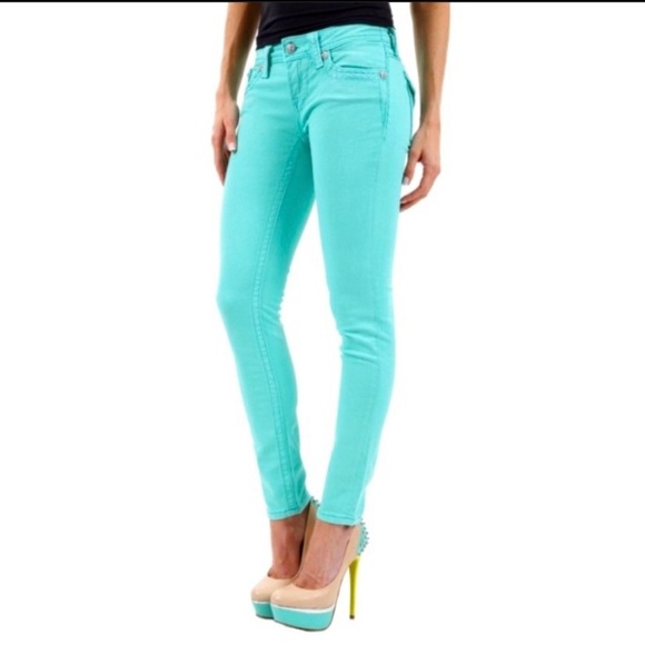 Miss Me Aqua Ankle Skinny Jeans Size 28 🩵 - Picture 3 of 13